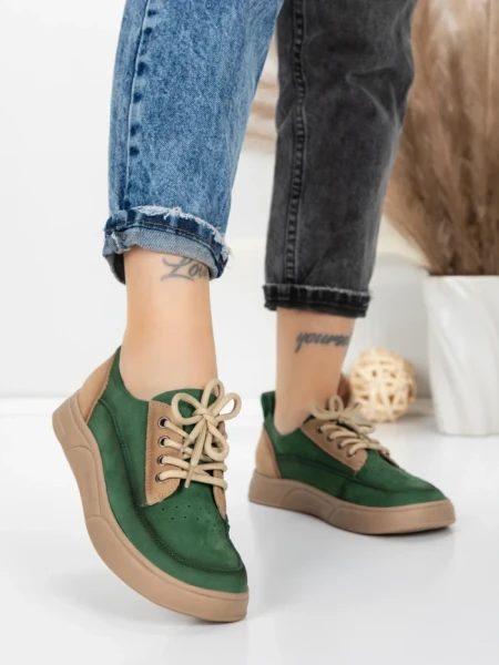 Pantofi Sport Dama din piele naturala 2535 GREEN | FRANCO GERARDO