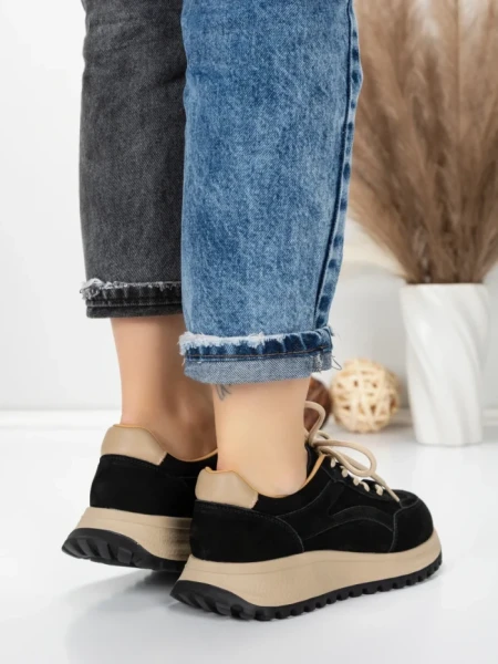 Pantofi Sport Dama din piele naturala 88022 BLACK | FRANCO GERARDO