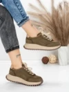 Pantofi Sport Dama din piele naturala 88022 KHAKI | FRANCO GERARDO