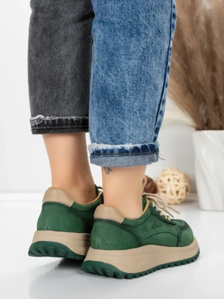 Pantofi Sport Dama din piele naturala 88022 GREEN | FRANCO GERARDO