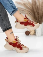 Pantofi Sport Dama din piele naturala 7110 RED-CREAM | FRANCO GERARDO