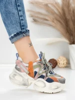 Pantofi Sport Dama din piele naturala HY8988-1 ORANGE-BLUE | FRANCO GERARDO