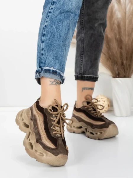 Pantofi Sport Dama din piele naturala HY6376 COFFEE | FRANCO GERARDO