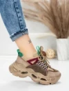 Pantofi Sport Dama din piele naturala HY6383 BROWN-GREEN | FRANCO GERARDO