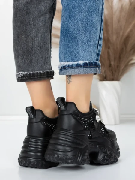 Pantofi Sport Dama cu Platforma 6166-86 BLACK | MEI