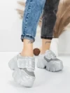 Pantofi Sport Dama cu Platforma 569-67 SILVER | MEI