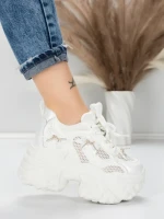 Pantofi Sport Dama cu Platforma 6166-95 WHITE | MEI