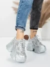 Pantofi Sport Dama cu Platforma 6166-95 SILVER | MEI