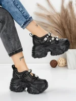 Pantofi Sport Dama cu Platforma 6166-80 BLACK | MEI