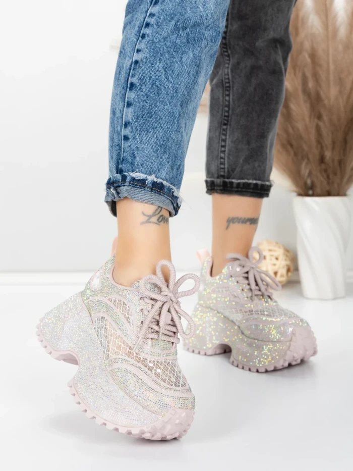 Pantofi Sport Dama cu Platforma 6968-1 PINK | MEI