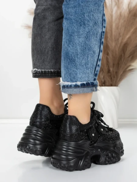 Pantofi Sport Dama cu Platforma 6166-87 BLACK | MEI