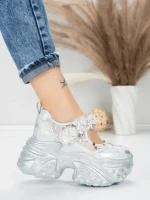 Pantofi Sport Dama cu Platforma 6166-105 SILVER | MEI