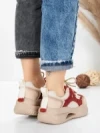 Pantofi Sport Dama din piele naturala 2577 CREAM-RED | FRANCO GERARDO