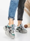 Pantofi Sport Dama din piele naturala HY5798 GREY-LIGHT GREEN | FRANCO GERARDO