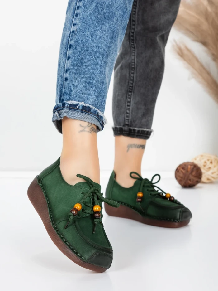 Pantofi Casual Dama din piele naturala 2553 GREEN | FORMATIONE