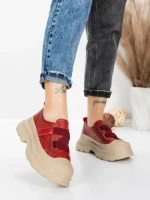 Pantofi Sport Dama din piele naturala 6806 RED | ADVANCER