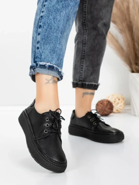 Pantofi Casual Dama din piele naturala 663 BLACK | ADVANCER