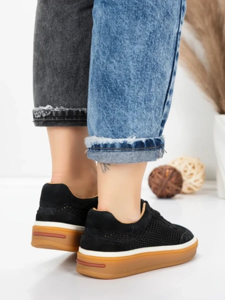 Pantofi Sport Dama din piele naturala 2501-1 BLACK | ADVANCER