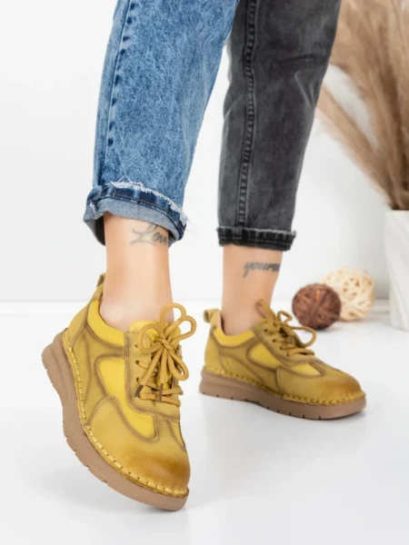 Pantofi Casual Dama din piele naturala 886 YELLOW | FRANCO GERARDO