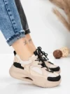 Pantofi Sport Dama din piele naturala 2576 CREAM-BLACK | ADVANCER