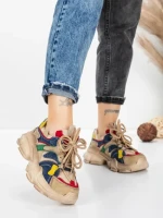 Pantofi Sport Dama din piele naturala HY5782 CREAM-RED | FRANCO GERARDO