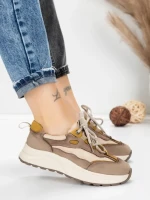 Pantofi Sport Dama din piele naturala 773 YELLOW | FRANCO GERARDO