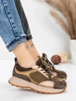 Pantofi Sport Dama din piele naturala 10018 KHAKI | FRANCO GERARDO