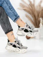 Pantofi Sport Dama din piele naturala HY8985 BLACK-GREY | FRANCO GERARDO