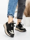 Pantofi Sport Dama din piele naturala 572305 BLACK-CREAM | FRANCO GERARDO
