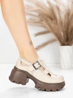Pantofi Casual Dama din piele naturala 23282 CREAM | ADVANCER