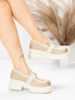 Pantofi Casual Dama din piele naturala 10827 CREAM | FORMAZIONE