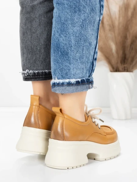 Pantofi Casual Dama din piele naturala 10829 YELLOW | FORMAZIONE