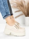 Pantofi Casual Dama din piele naturala 10829 CREAM | FORMAZIONE