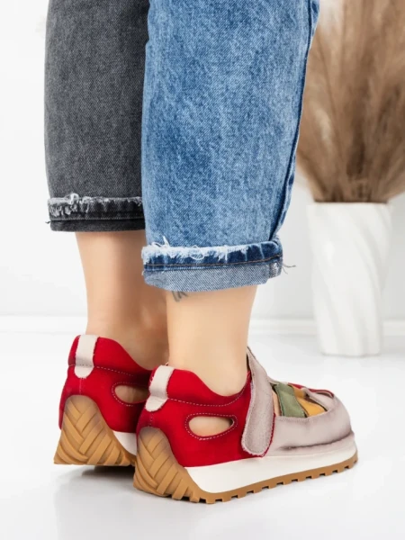 Pantofi Sport Dama din piele naturala KM9207 RED | ADVANCER
