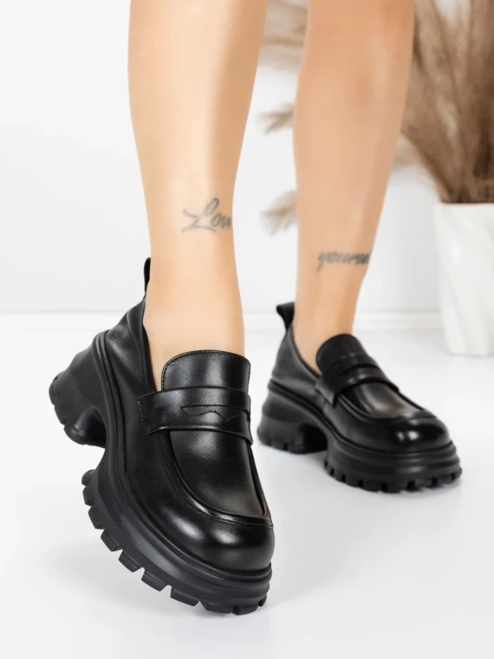 Pantofi Casual Dama din piele naturala 8307 BLACK | ADVANCER