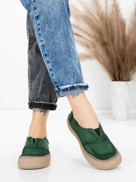Pantofi Casual Dama din piele naturala KM5165 GREEN | ADVANCER