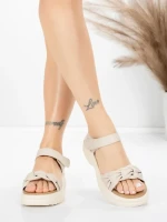 Sandale Dama din piele naturala 2562 CREAM | ADVANCER