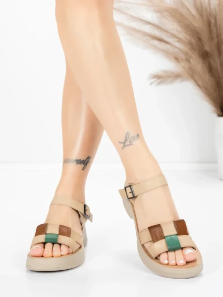 Sandale Dama din piele naturala 251077 APRICOT-ORANGE | ADVANCER