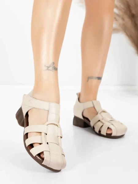 Sandale Dama din piele naturala 7983 CREAM | ADVANCER