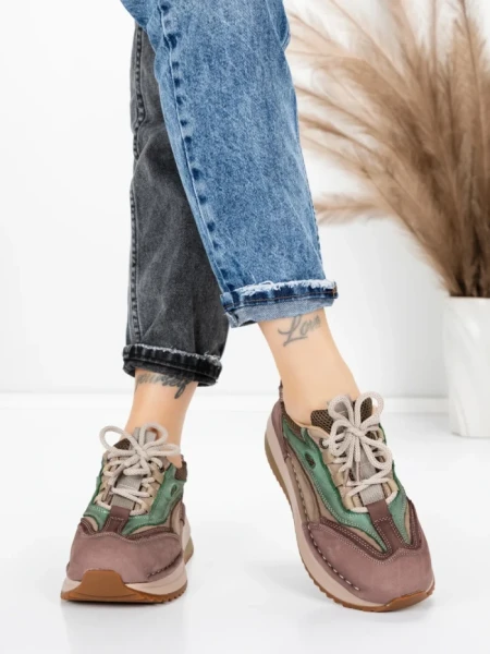 Pantofi Sport Dama din piele naturala 2625 COFFEE-CREAM | ADVANCER