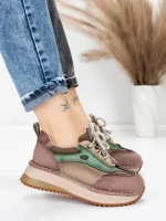 Pantofi Sport Dama din piele naturala 2625 COFFEE-CREAM | ADVANCER