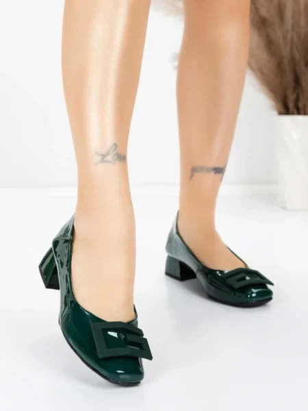 Pantofi cu toc din piele naturala 1011-1062 GREEN | FORMAZIONE