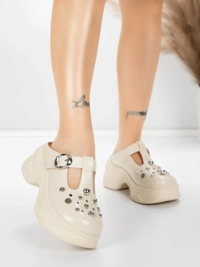 Papuci Dama din piele naturala TP3099-1 CREAM | ADVANCER