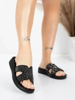 Papuci Dama cu Talpa Joasa 5XJ110 BLACK | MEI