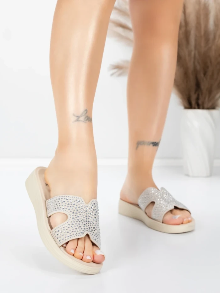 Papuci Dama cu Talpa Joasa 5XJ110 BEIGE | MEI