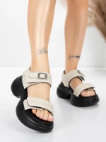 дамски сандали от естествена кожа 6818 Кремав цвят | A... » MeiMall.bg