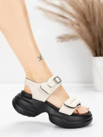 дамски сандали от естествена кожа 6818 Кремав цвят | A... » MeiMall.bg