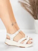 дамски сандали от естествена кожа 032 Кремав цвят | Ad... » MeiMall.bg