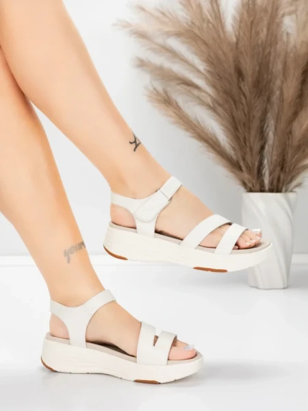 дамски сандали от естествена кожа 032 Кремав цвят | Ad... » MeiMall.bg