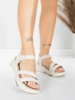 дамски сандали от естествена кожа 032 Кремав цвят | Ad... » MeiMall.bg